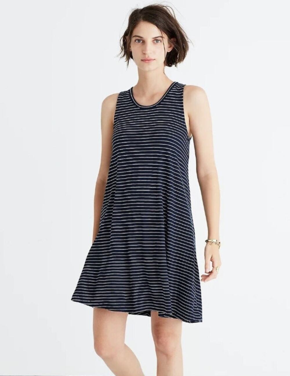 Madewell Navy and White Striped Midi Dress